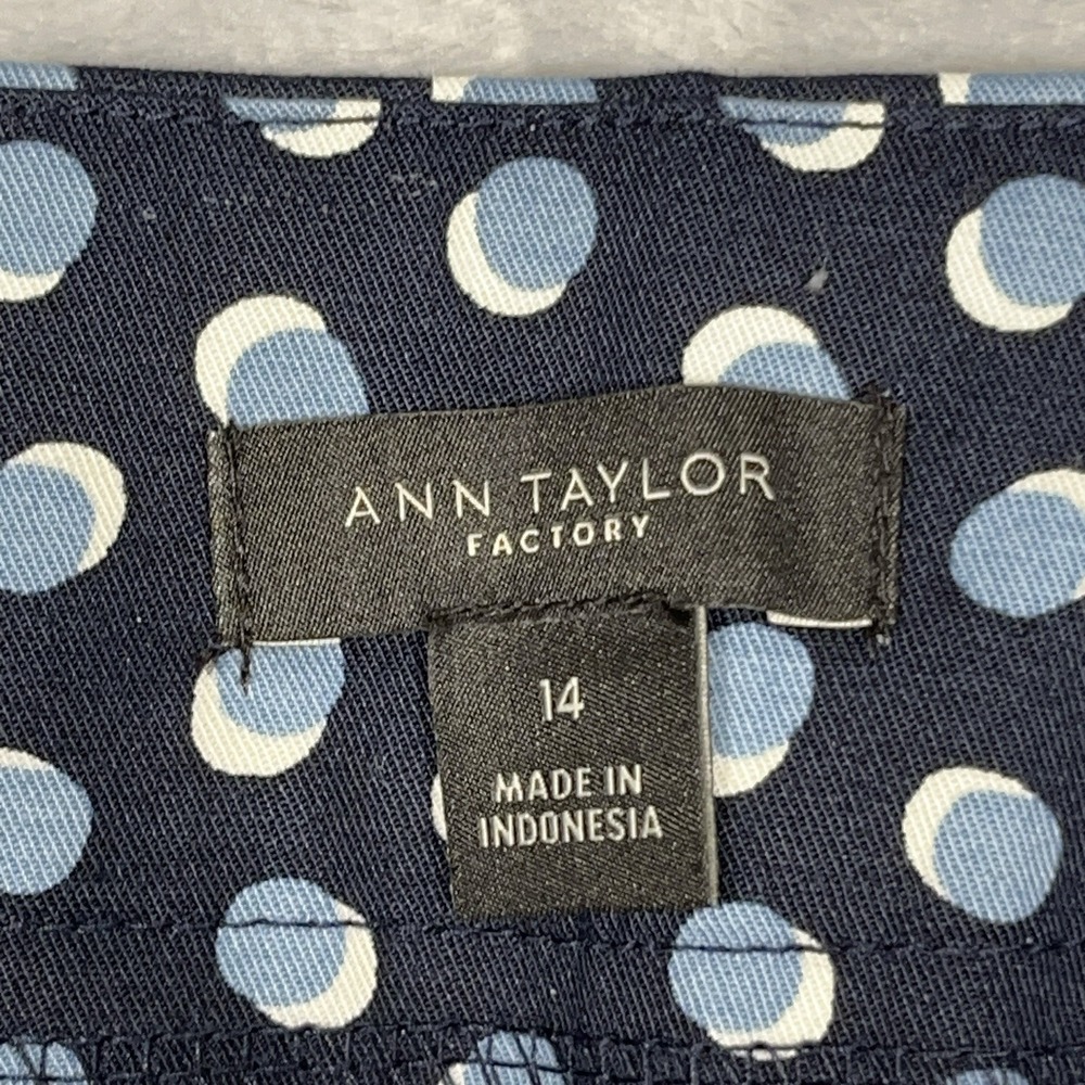 Ann Taylor Trousers Navy Polka Dot Cropped Slim‎ Fit Dress Pants 14 Nautical - Picture 4 of 12
